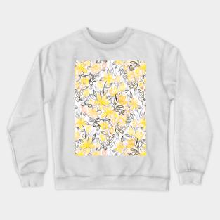 Sunny Yellow Crayon Striped Summer Floral Crewneck Sweatshirt